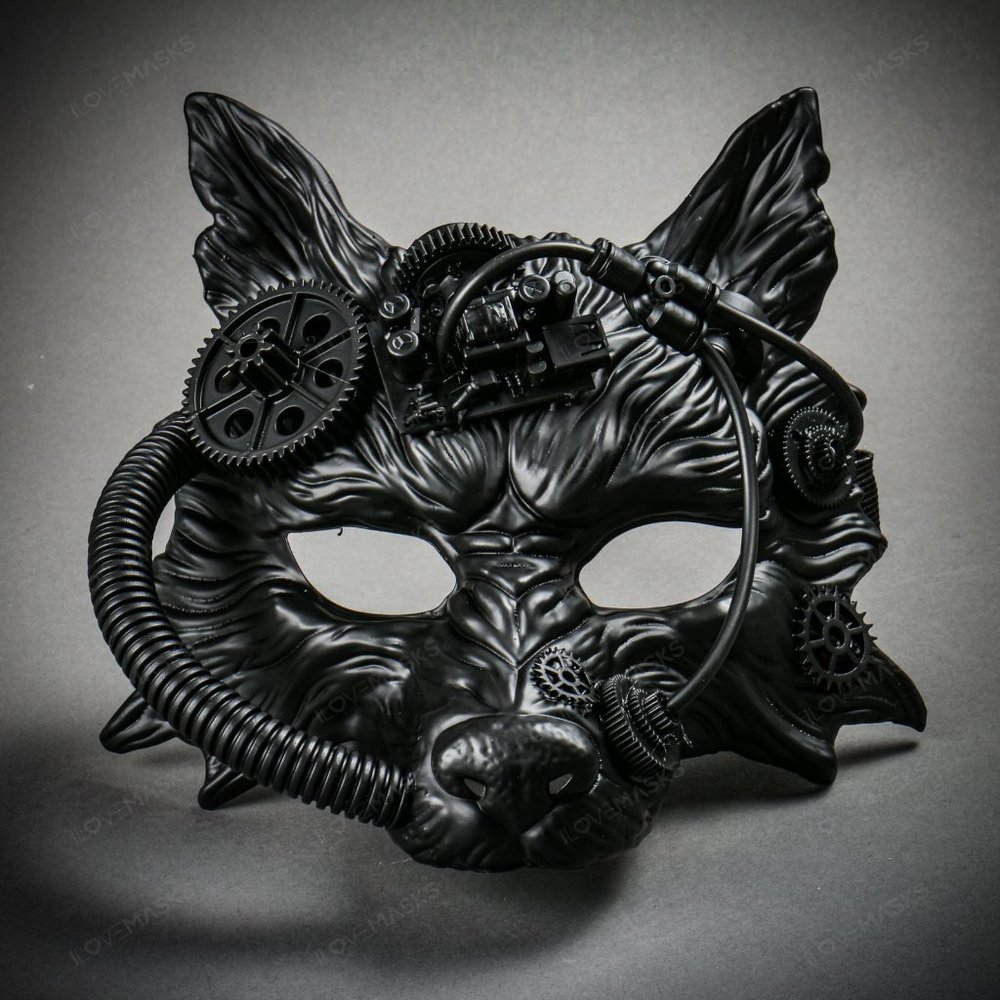 Halloween Face Steampunk Air Gas Wolf Mask Black